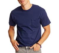 Hanes Men's Short Sleeve Beefy-T with Pocket, Navy, Medium