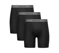 Hanes Men's Stay Dry Pouch, Performance Stretch Boxer Brief with Leak Protection, 3-Pack, Black