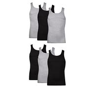 Hanes Men's Tagless ComfortSoft Dyed Tank Undershirt, 6 Pack, Black/Grey, X Large