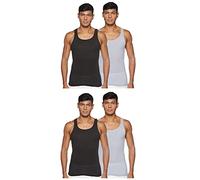Hanes Mens TAGLESS Ribbed A-Shirt 4-Pack 392P4, L,Assorted