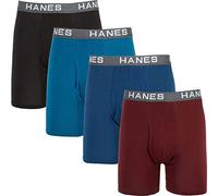 Hanes Mens Ultra Soft Cotton/Modal Boxer Briefs 4-Pack (UFBBA4) -Assorted -L -4PK