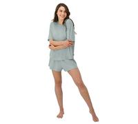 Hanes Originals - Conjunto de 2 piezas de camiseta y pantalones cortos de dormir para mujer, Celadón suave/celadón suave, XS