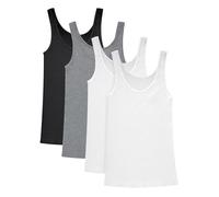 Hanes Originals Pack, Camisetas sin Mangas de algodón Suave para Mujer, Paquete de 4, Blanco/Blanco/Negro/Concreto, M