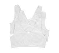 Hanes Bralette de Cuello Redondo, Brasier de bajo Impacto, Top Corto de algodón elástico refrescante, Sujetador, Opaco, Blanco-Paquete de 3, L (Pack de 3) para Mujer