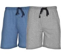 Hanes Pack de 2 Pantalones Cortos de Punto de algodón con cordón para Hombre con Cintura y Bolsillos, Gris Brezo/Azul Chambrey, pequeño
