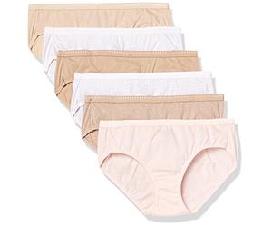 Hanes Paquete de 6 Bragas Hipster de algodón Transpirable para Mujer, Gris Pardo Suave, Blanco, Desnudo, Pulido Claro, Jaspeado Nude, Flor de azúcar Dulce Lunar, 6