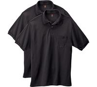 Hanes Polo de Manga Corta con Bolsillo para Hombre (Paquete de 2), Negro, XXL