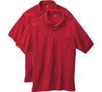 Hanes - Polo de Manga Corta con Bolsillo para Hombre (Paquete de 2), Rojo Profundo, Large