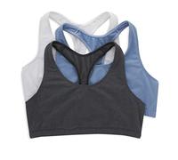 Hanes Racerback Bralette Pack, Low Impact Sports Bra, Solid Or Assorted, 3-Pack Sujetador, Blanco/Chaqueta Vaquera/Gris Cielo Jaspeado, L 3 para Mujer