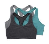 Hanes Racerback Bralette Pack, Low Impact Sports Bra, Solid Or Assorted, 3-Pack Sujetador, Semitranslúcida, Jaspeado concreto/Verde Isle/Gris Cielo Jaspeado, Large 3 para Mujer