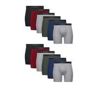 Hanes Ropa Interior para Hombre, Calzoncillos Tipo bóxer de algodón, absorben la Humedad, Colores Lisos, Paquete de 12 Unidades, Negro, Azul, Verde, Gris, Rojo, XX-Large