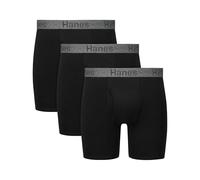 Hanes Stay Dry Pouch - Calzoncillos tipo bóxer de algodón elástico con protección contra fugas, paquete de 3, Negro, Negro, Negro, X-Large