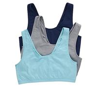 Hanes Pack, Cotton Scoopneck Bralette, Low-Impact Sports Bra, 3-Pack Sujetador, Opaco, Azul Marino/Hormigón Heather/Ultra Blue, 3XL 3 para Mujer