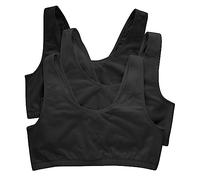 Hanes Sujetador Bralette escote redondo de algodón traslúcido, bajo impacto, paquete de 3, Negro L