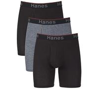Hanes Calzoncillos Tipo bóxer para Hombre, Ajuste Flexible, Soporte Total, Paquete de 3 Ropa Interior, Pierna Larga Gris/Negro, XXXL (Pack de 3)