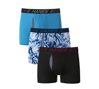 Hanes Total Support Pouch Men's Boxer Briefs Pack, Anti-Chafing, Moisture-Wicking Underwear with Cooling Available, 3 Pack-Assorted Trunk, Small