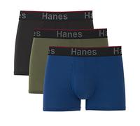 Hanes Total Support - Trunks de algodón, Ropa Interior elástica para Hombre, Paquete de 3, Negro/Cargo Olive/Verde Azulado, Medium