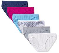 Hanes Ultimate Women's 6-Pack Breathable Cotton Bikini Panty, Swiss Blue, White, Concrete PE Heather, Fresh Berry, Navy Eclipse, Crochet Boho Print, 8