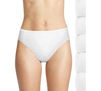 Hanes Ultimate Women's 6-Pack Breathable Cotton Hi-Cut Panty, White, White, White, White, White, White, 6