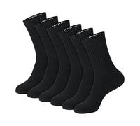 Hanes White Or Plain Black Socks Pack, 6 Pairs, Cushioned Crew Style Calcetines, Negro, M Unisex Adulto
