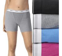 Hanes Women's Mid-Thigh Boxer Brief Pack, Stretch Cotton Underwear, 4-Pack, Fashion Color Mix, Medium