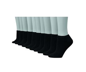 Hanes Women's No Show Sock, Black/White, Sock Size 9-11 Shoe Size 5-9