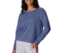 Hanes Women's V-Notch Pullover Fleece Sweatshirt, Navy Heather, Large