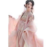 Hanfu - Disfraz tradicional chino de cosplay para mujer, dinastía Tang, verano antiguo, color rosa, 8 piezas, vestido de baile escénico (M)