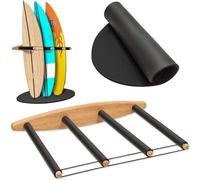 Hang 11 Estante vertical para tablas de surf, estantes de surf para pared, soporte de tabla de surf de madera sostenible con alfombrilla de goma, almacenamiento de montaje en pared, tabla de remo