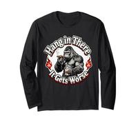 Hang in There It Gets Peor Gorilla Design Manga Larga