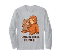 Hang In There Punch Cute Orangután Y Mono Manga Larga