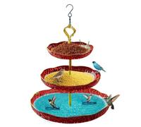 Hangable Bird Bath Bowl, 3-Tier Garden Outdoor Tray, S-Shaped Hook Wildlife Feeder, Multi- Food and Water Dish, Hanging Plate for Birds, Ideal for Patio, Garden, and Backyard Decor