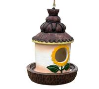 Hangable Bird House - Decorative Avian Sanctuary, Weatherproof Resin Nest | Outdoor Garden Nesting Box Hut For Backyard Tree, Ornamental Shelter Decoration For Porch Balcony Patio Yard Landscapes