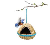 Hangable Bird House, Hand Woven Nesting Pocket, 17cm/6.7inch Natural Fiber Bird House for Garden, Grass Fiber Shelter, Decorative Roosting Hut for Finch Canary Lovebird Cockatiel Conure