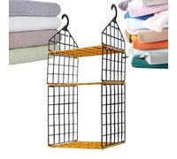 Hangable Closet Organizer, Sweater Storage Solution, Wardrobe Organizer, Multi-Purpose Shelf, for Jeans, Shirts, Pants, Underwear, Bras, Sundries, Clothes Accessories, (White/Yellow)