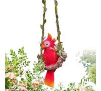 Hangable Parrot Statue Garden Decor - Tropical Bird Statue, Realistic Funny Resin Parrot Ornament, Waterproof UV Resistant Outdoor Decor for Patio Porch Yard Lawn Pathway Tree Balcony Party