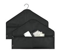 Hanger Diversion Safe Bag - Fireproof & Water-resistant Safe Pocket, Hidden Pocket Safe, Secret Document Holder Zipper Pouch Fits Under Hanging Clothes to Hide Valuables for Home Travel (1pc, Black)