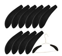 Hanger Shoulder Pads, Non Slip Velvet Flocking, Wide Suit Hanger Shaper, Soft Shoulder Support, (10pcs Black) Closet Wardrobe Organizer for Home Hotel Dorm, 5.51x1.77 Inches