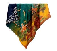 HangErFeng Bufanda de seda para mujer, hilo de nube fragante, cuadrado, patrón de pintura china, doble estampado, chal, multicolor, 872, talla única, Varios colores, Large