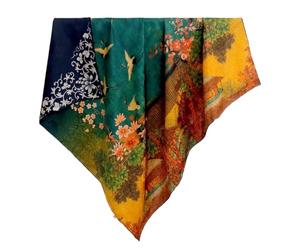 HangErFeng Bufanda de seda para mujer, hilo de nube fragante, cuadrado, patrón de pintura china, doble estampado, chal, multicolor, 872, talla única, Varios colores, Large