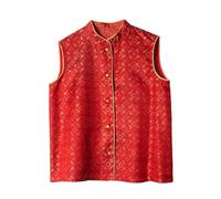 HangErFeng Chaleco de seda para mujer, diseño de brocado, cuello mandarín, estilo chino, sin mangas, 563, Rojo imperial, XX-Large