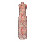 HangErFeng Elegante vestido de seda Qipao para mujer, sin mangas, cuello mandarín, vestido de cheongsam chino floral rosa 3952, Cheongsam Vintage Rose Mist, Large