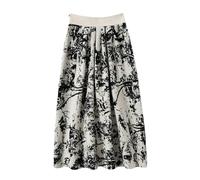 HangErFeng Falda de punto de cachemira, jacquard lavado con tinta, línea A, beige 178, Beige, Large