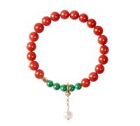HangErFeng Pulsera de cuentas rojas de plata 925, accesorios de ropa, tamaño 213, talla única, Plata, Plata