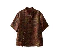 HangErFeng Xiangyunsha - Blusa de seda para mujer, manga corta, diseño de retazos 662, Varios colores, Large