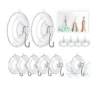 HangerSpace Ganchos de ventosa, 12 paquetes combinados de ventosas de PVC transparente con ganchos de metal, ventosas extraíbles para cocina, baño, ducha, pared, ventana de vidrio (2 grandes, 6