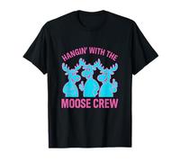 Hangin' with the Moose Crew Hot Pink Turquoise Pop Art Camiseta