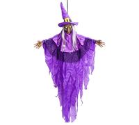 Hanging Animated Witch - Glowing Eyes | Sound Activation Halloween | Indoor Outdoor Haunted House Decor & Party Prop | Spooky Talking Witch For Lawn, Backyard, Porch, Halloween Displays