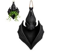 Hanging Bat Plant Pot, Halloween Gothic Planter Hanger Holder Home Decor,Black Bats Flower Basket Vase Garden Bowl,for Succulents Vines Greenery Porch Patio Balconie Decoration