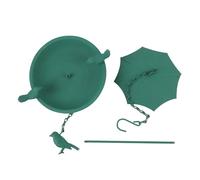 Hanging Bird Feeder Green Metal Large Capacity Umbrella Top Hanging Bath Tray for Outdoor Garden, Secure and Convenient Installation, Comfortable Perching Edges, Rain